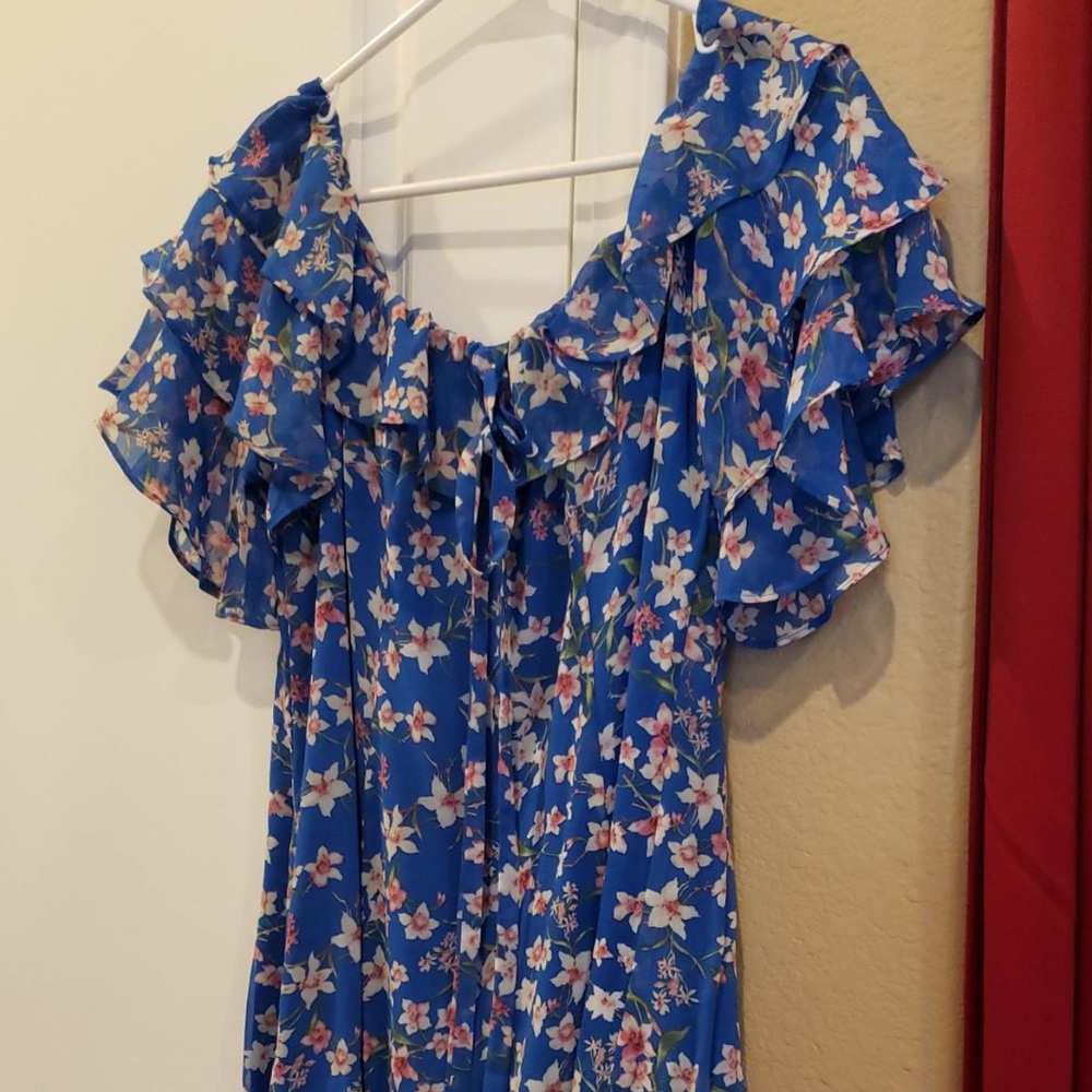 Roz & Ali Blue Floral Dress